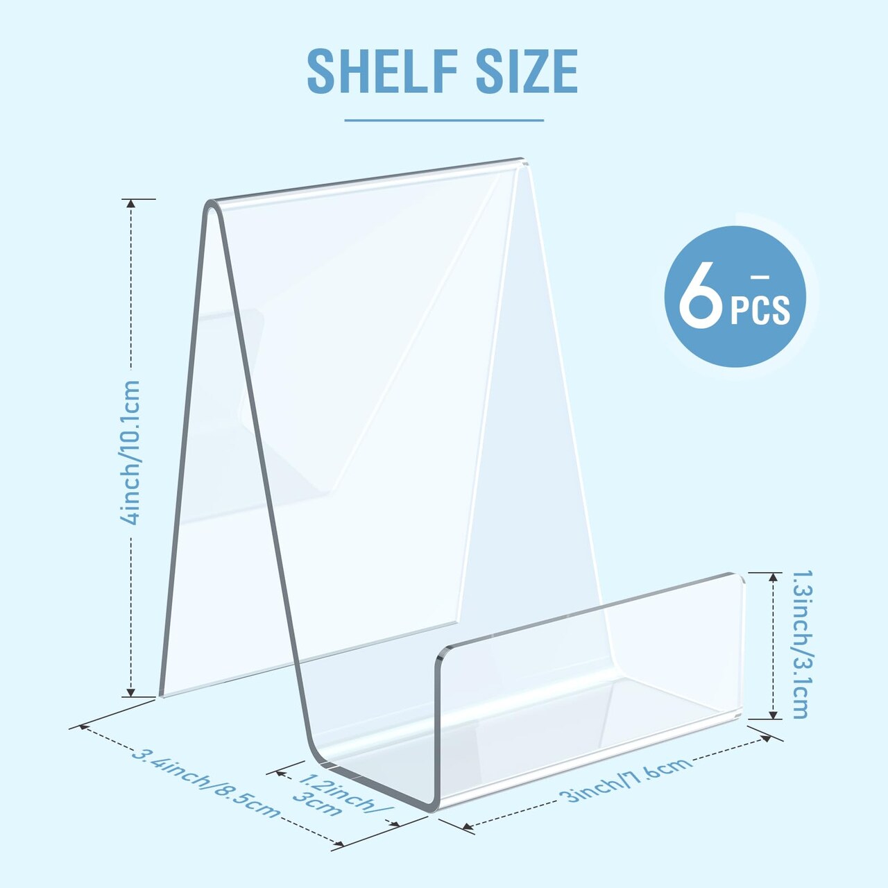 6 Pieces Acrylic Book Stand, Clear Easel Stand for Display, Book Display Holder, Display Stand for Album, CD, Magazine, Postcard, Picture, Plate, Artworks, Phone, Tablet